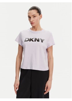 DKNY T-Shirt DP4T1035 Fioletowy Regular Fit ze sklepu MODIVO w kategorii Bluzki damskie - zdjęcie 179103116