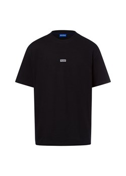 HUGO BLUE Koszulka męska - Nalono Mężczyźni Bawełna czarny jednolity ze sklepu vangraaf w kategorii T-shirty męskie - zdjęcie 179105946