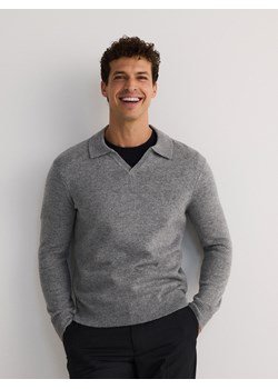 Reserved - Sweter polo z dodatkiem wełny - szary ze sklepu Reserved w kategorii Swetry męskie - zdjęcie 179106626