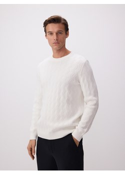 Reserved - Sweter ze strukturalnej dzianiny - biały ze sklepu Reserved w kategorii Swetry męskie - zdjęcie 179107327