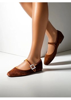 Royalfashion Damskie baleriny a' la welur z klamerką i paseczkiem Enribes ze sklepu royalfashion.pl w kategorii Balerinki - zdjęcie 179110909