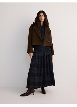 Reserved - Krótka kurtka z wełną - brązowy ze sklepu Reserved w kategorii Kurtki damskie - zdjęcie 179111739