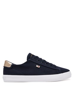 Sneakersy Tommy Hilfiger Vulc Canvas Lace Up Sneaker FW0FW08647 Granatowy ze sklepu eobuwie.pl w kategorii Buty sportowe damskie - zdjęcie 179114265