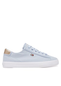 Sneakersy Tommy Hilfiger Vulc Canvas Lace Up Sneaker FW0FW08647 Błękitny ze sklepu eobuwie.pl w kategorii Buty sportowe damskie - zdjęcie 179114288