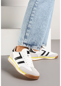 Białe Sneakersy z Geometrycznym Wzorem Naitiel ze sklepu born2be.pl w kategorii Buty sportowe damskie - zdjęcie 179122855