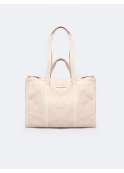 Torebka damska z tkaniny beżowa RR574073 801 ze sklepu Big Star w kategorii Torby Shopper bag - zdjęcie 179137249