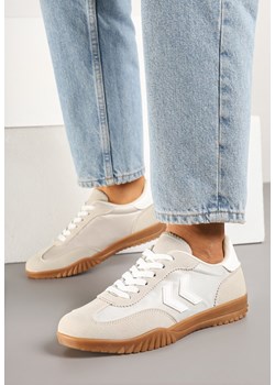 Beżowe Sneakersy w Stylu Klasycznych Tenisówek z Ozdobnymi Przeszyciami Napilia ze sklepu born2be.pl w kategorii Buty sportowe damskie - zdjęcie 179148636