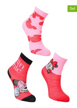Disney Minnie Mouse Skarpety (3 pary) &quot;Minnie&quot; w kolorze jasnoróżowo-czerwonym ze sklepu Limango Polska w kategorii Skarpetki dziecięce - zdjęcie 179151839