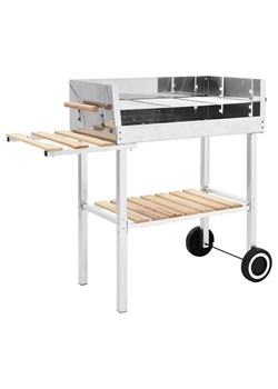 Grill węglowy srebrny na wózku z 2 półkami H1-P15 ze sklepu Edinos.pl w kategorii Ogród i taras - zdjęcie 179154196