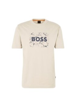 BOSS T-Shirt Logo Space 50539186 Beżowy Regular Fit ze sklepu MODIVO w kategorii T-shirty męskie - zdjęcie 179154897