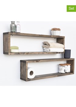 Scandinavia Concept Regały ścienne (2 szt.) "Aa007" w kolorze brązowym - 70 x 22 x 12 cm ze sklepu Limango Polska w kategorii Regały i witryny - zdjęcie 179163377