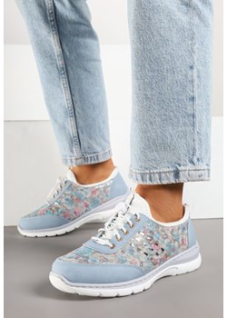 Niebieskie Sneakersy ze Skóry Naturalnej z Metalicznym Zdobieniem Anovis ze sklepu born2be.pl w kategorii Buty sportowe damskie - zdjęcie 179164735