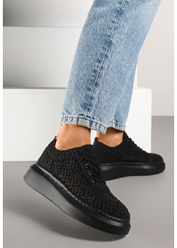 Czarne Ażurowe Sneakersy w Stylu Tenisówek ze Skórzaną Wkładką Ansonia ze sklepu born2be.pl w kategorii Buty sportowe damskie - zdjęcie 179164747