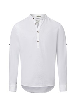 Tom Tailor Denim Męska koszula casual z zawartością lnu Mężczyźni Comfort Fit len biały jednolity ze sklepu vangraaf w kategorii Koszule męskie - zdjęcie 179179486