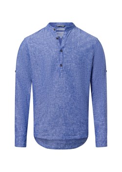 Tom Tailor Denim Męska koszula casual z zawartością lnu Mężczyźni Comfort Fit len jasnoniebieski marmurkowy ze sklepu vangraaf w kategorii Koszule męskie - zdjęcie 179179487