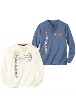 Zestaw 2 koszulek z dekoltem z guzikami Evasion ze sklepu Atlas For Men w kategorii T-shirty męskie - zdjęcie 179179787