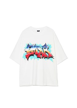 Cropp - Biała koszulka z napisem graffiti - biały ze sklepu Cropp w kategorii T-shirty męskie - zdjęcie 179179846