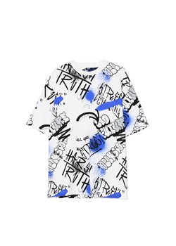 Cropp - Wzorzysty T-shirt w stylu graffiti - biały ze sklepu Cropp w kategorii T-shirty męskie - zdjęcie 179179957