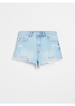 Sinsay - Szorty jeansowe high waist z przetarciami - niebieski ze sklepu Sinsay w kategorii Szorty - zdjęcie 179180907