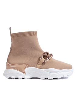 Wsuwane Sneakersy Z Łańcuszkiem brązowe ze sklepu ButyModne.pl w kategorii Buty sportowe damskie - zdjęcie 179184286