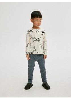 Reserved - Legginsy z prążkowanej dzianiny - granatowy ze sklepu Reserved w kategorii Spodnie chłopięce - zdjęcie 179194549