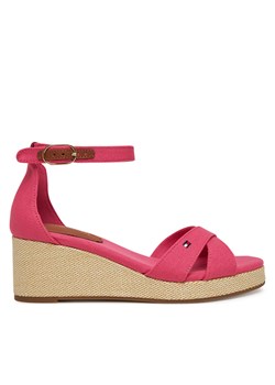 Sandały Tommy Hilfiger Flag Criss-Cros Mid Wedge Espad FW0FW08481 Różowy ze sklepu eobuwie.pl w kategorii Sandały damskie - zdjęcie 179196047