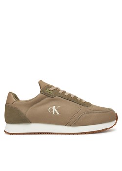 Sneakersy Calvin Klein Jeans Runner Sock Laceup Mg Canvas YM0YM01217 Zielony ze sklepu eobuwie.pl w kategorii Buty sportowe męskie - zdjęcie 179196056