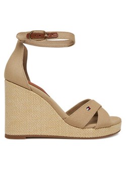 Tommy Hilfiger Sandały Flag High Wedge Espad Crisscross FW0FW08661 Beżowy ze sklepu MODIVO w kategorii Sandały damskie - zdjęcie 179202846