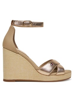 Sandały Tommy Hilfiger Flag Metallic High Wedge Espad FW0FW08811 Złoty ze sklepu eobuwie.pl w kategorii Sandały damskie - zdjęcie 179203075