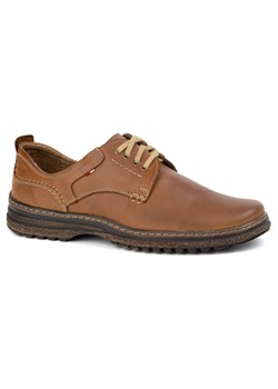 Buty męskie skórzane casual 221GT camel brązowe ze sklepu butyolivier w kategorii Półbuty męskie - zdjęcie 179203675