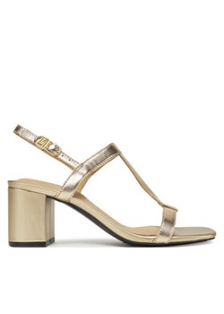 Tommy Hilfiger Sandały Leather Block Heel Sandal Metal FW0FW08590 Złoty ze sklepu MODIVO w kategorii Sandały damskie - zdjęcie 179205948