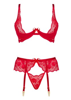 Klasyczny czerwony komplet damski 3-częściowy Rose, Kolor czerwony, Rozmiar S/M, Beauty Night ze sklepu Intymna w kategorii Komplety bielizny damskiej - zdjęcie 179207575