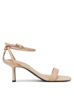 Sandały Tommy Hilfiger Leather Knots Kitten Sandal FW0FW08424 Beżowy ze sklepu eobuwie.pl w kategorii Sandały damskie - zdjęcie 179208037