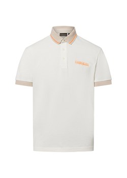 Napapijri Męska koszulka polo - E-Zeri Mężczyźni Bawełna écru jednolity ze sklepu vangraaf w kategorii T-shirty męskie - zdjęcie 179209799