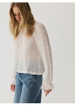 Reserved - Koronkowa bluzka z bufkami - złamana biel ze sklepu Reserved w kategorii Bluzki damskie - zdjęcie 179211525