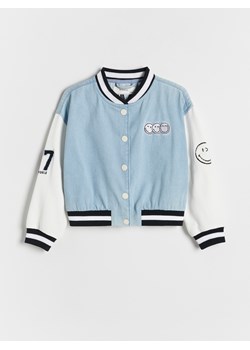 Reserved - Bawełniana bluza bomber SmileyWorld® - jasnoniebieski ze sklepu Reserved w kategorii Bluzy dziewczęce - zdjęcie 179224797