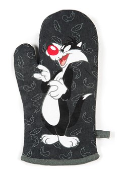 Trendy Kitchen by EXCÉLSA Rękawica kuchenna &quot;Looney Tunes Sylvester&quot; w kolorze czarno-szarym - 32 x 18 cm ze sklepu Limango Polska w kategorii Tekstylia kuchenne - zdjęcie 179225996