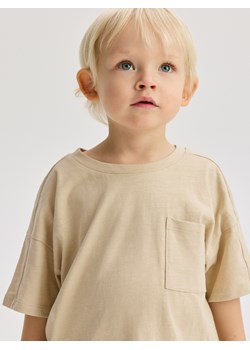 Reserved - Bawełniany t-shirt oversize - beżowy ze sklepu Reserved w kategorii T-shirty chłopięce - zdjęcie 179226927