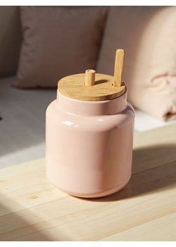 Sinsay - Ceramiczny pojemnik do przechowywania z bambusową łyżeczką - kremowy ze sklepu Sinsay w kategorii Dom - zdjęcie 179231645