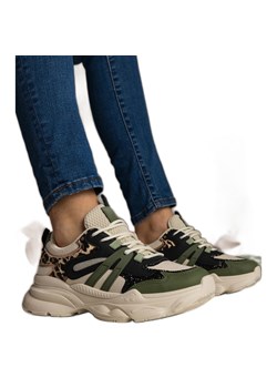 Zielone sneakersy damskie sportowe z brokatem czarne ze sklepu ButyModne.pl w kategorii Buty sportowe damskie - zdjęcie 179232297