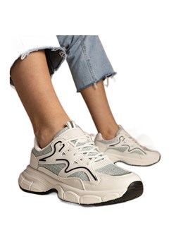 Biało-zielone sneakersy damskie sportowe białe ze sklepu ButyModne.pl w kategorii Buty sportowe damskie - zdjęcie 179232309