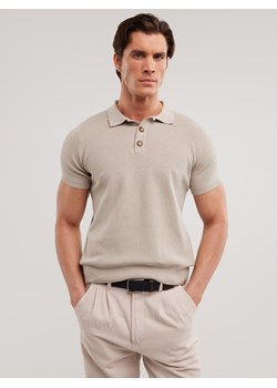Sweter męski polo z krótkim rękawem beżowy Polonezzo 801 ze sklepu Big Star w kategorii Swetry męskie - zdjęcie 179236116
