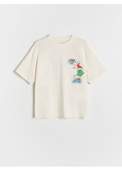 Reserved - Świąteczny t-shirt Grinch - złamana biel ze sklepu Reserved w kategorii T-shirty chłopięce - zdjęcie 179236606