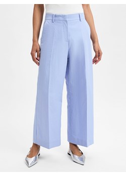 Weekend Max Mara Damskie spodnie materiałowe z zawartością lnu Kobiety Bawełna jasnoniebieski jednolity ze sklepu vangraaf w kategorii Spodnie damskie - zdjęcie 179236756