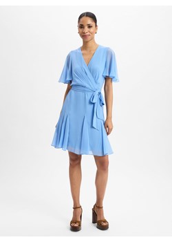 Lauren Ralph Lauren Damska sukienka kopertowa Kobiety Sztuczne włókno jasnoniebieski jednolity ze sklepu vangraaf w kategorii Sukienki - zdjęcie 179236765