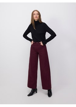 Reserved - Jeansy wide leg z przeszyciami - burgundowy ze sklepu Reserved w kategorii Jeansy damskie - zdjęcie 179242447
