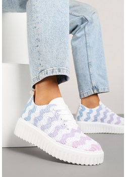 Biało-Niebieskie Ażurowe Sneakersy na Platformie Ellisara ze sklepu renee.pl w kategorii Buty sportowe damskie - zdjęcie 179243397