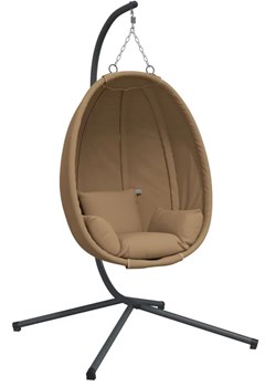 Wiszące krzesło kokon ze stojakiem w kolorze taupe - Syntia 3X ze sklepu Edinos.pl w kategorii Huśtawki ogrodowe - zdjęcie 179243776