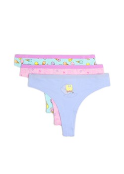 Cropp - 3 pack stringów SpongeBob Kanciastoporty - wielobarwny ze sklepu Cropp w kategorii Majtki damskie - zdjęcie 179250368