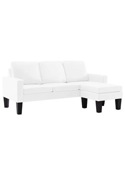 3-osobowa biała sofa z ekoskóry z podnóżkiem - Lencor 4Q ze sklepu Edinos.pl w kategorii Sofy i kanapy - zdjęcie 179252155